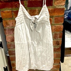 En Crème Tie Front Sun Dress striped size S